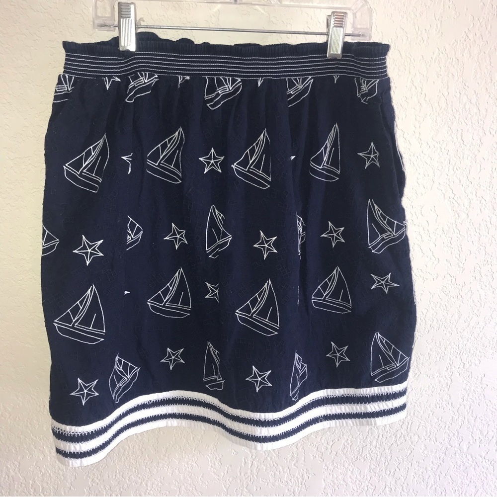 Anthropologie Postmark STAR CHART SKIRT Sailboats - Navy - Small